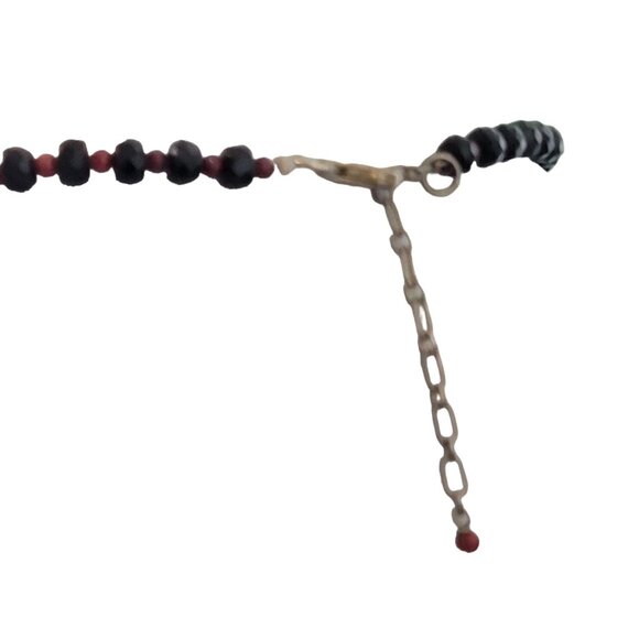 Vintage Heavy Glass Bead Necklace Red Black Women Adjustable Jewelry Retro Glam - Picture 10 of 11